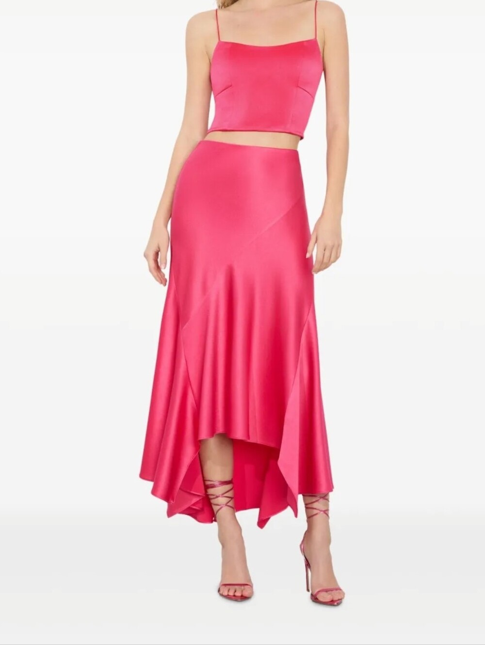 Alice + Olivia Rosa Asymmetric Slip Skirt in Raspberry Zipper High Wasted
